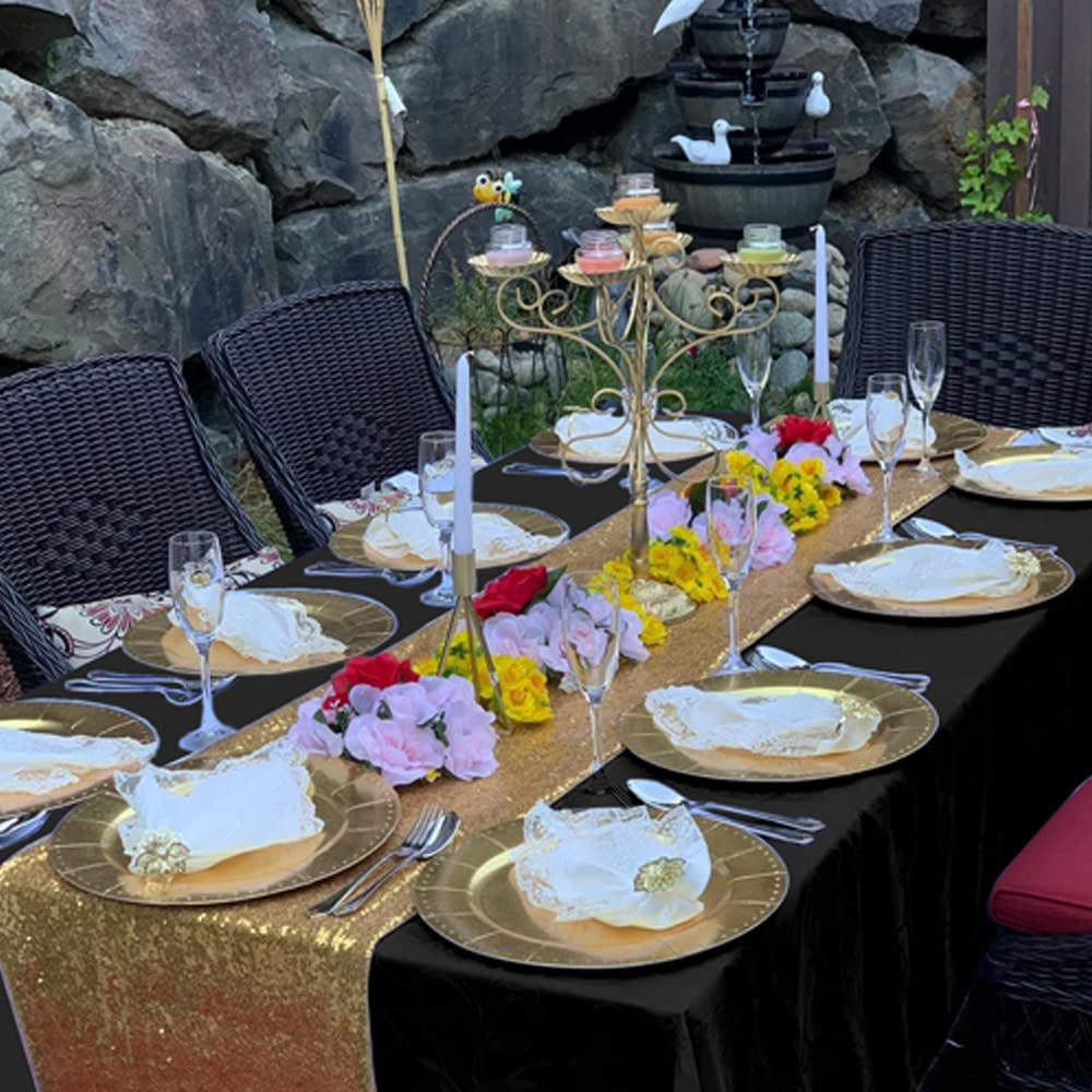 Balsacircle Trlyc Polyester Tablecloth - 72X72 Black Square Tablecloth Overlay 100% Polyester Wedding Table Linen